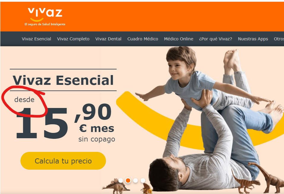 Precios desde en los seguros médicos: oferta Vivaz, desde 15,90 al mes